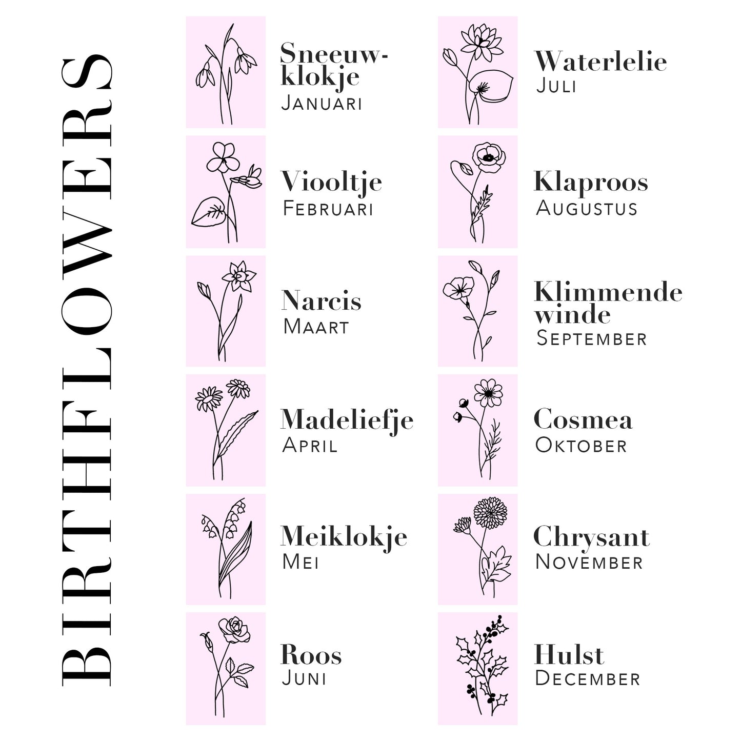 Juweel met geboortebloem & geboortesteen