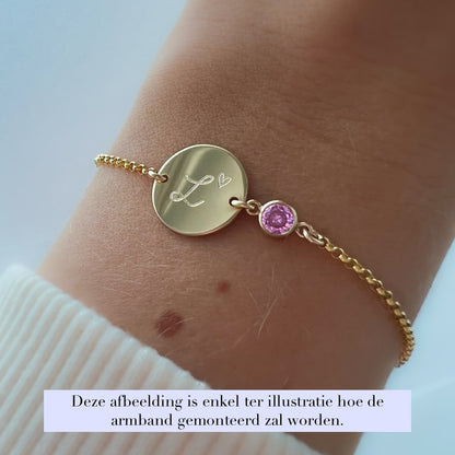 Juweel met geboortebloem & geboortesteen