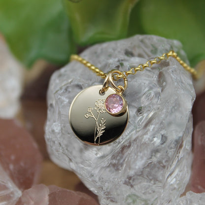 Juweel met geboortebloem & geboortesteen